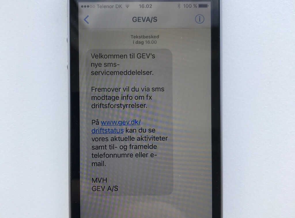 GEV vil sende SMS ved driftsforstyrrelser